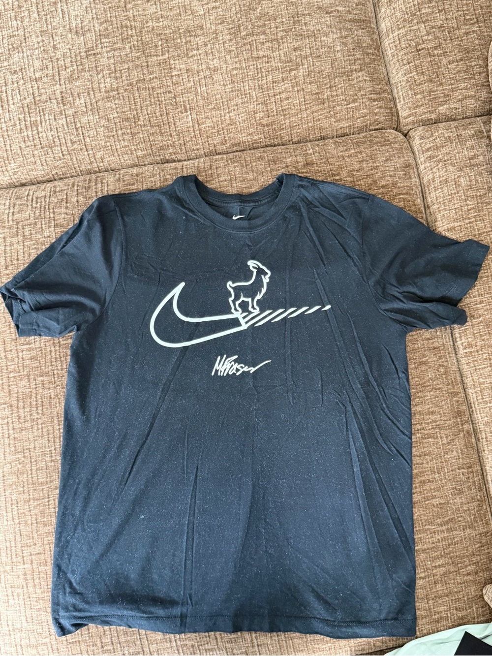Nike Black T-Shirt with White Swoosh Goat Graphic